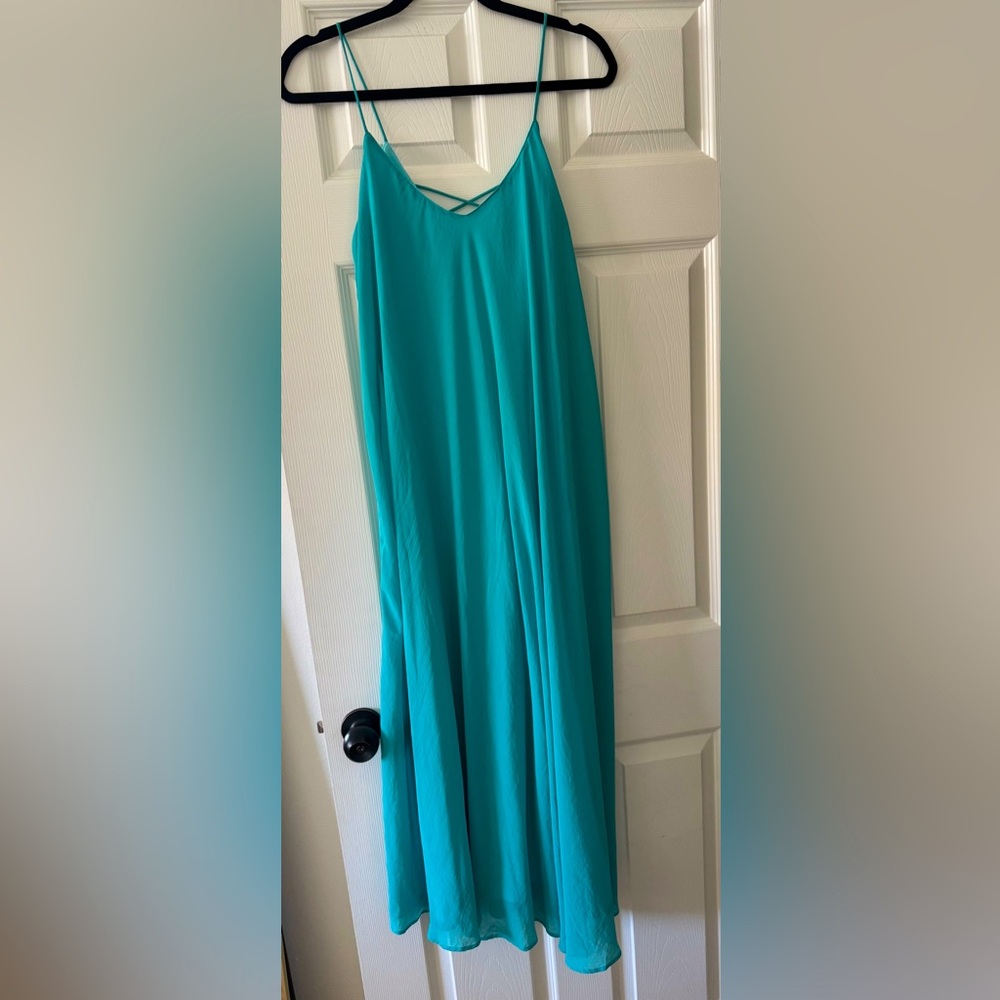 Elegant Teal Spaghetti Strap Maxi Dress